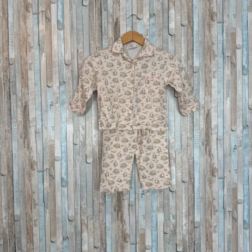 Trotters London 4 5 Pastel Pink Beatrice Bunny Cotton Pajama Sleep‎ Set Easter